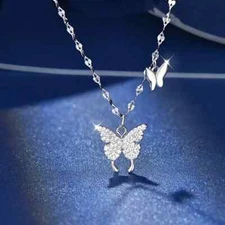 925 SILVER PLATED BUTTERFLY NECKLACE PENDANT ELEGANT JEWELARY PERFECT AS A GIFT