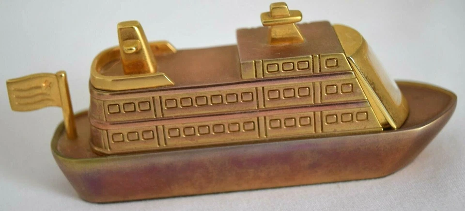 Reloj Barco Platino Cuarzo Coleccionable Vintage Caja Latón Chine Foto 4 de 4