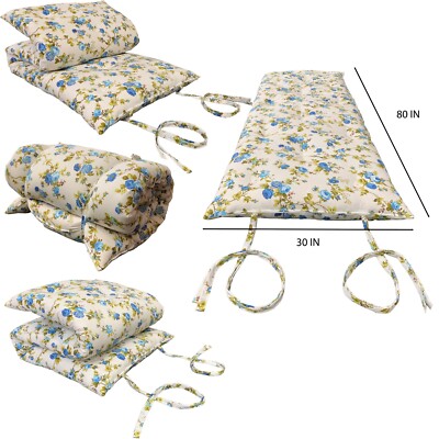 Japanese Floor Rolling Mattress, Shikifuton 3 x30 x80 Blue Roses