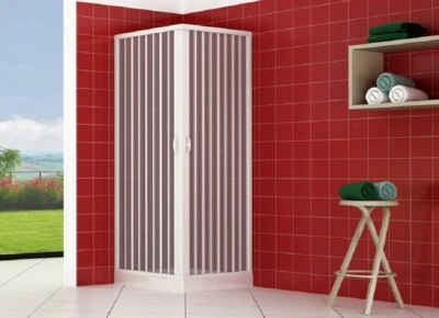 GRANISUD Mampara de ducha en PVC con apertura angular Altura 170 cm o 175 cm dos lados