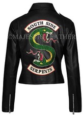 Riverdale Southside Serpents Snake Patch Women Black Motorcycle Leather Jacket