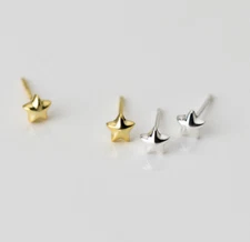 Adorable Sterling Silver 925 Tiny 5mm Star Stud Earrings Gift Made in Korea PE18