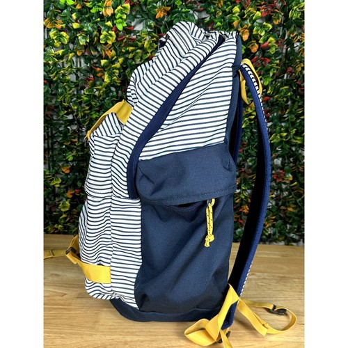 Burton Durable Goods Kilo Backpack Book Bag Striped Navy Yellow Lots of Pockets - Picture 3 of 12