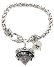 Pulsera Personalizada Dulce 16 Corazones Plata Joyería Regalo Cumpleaños Elige Dije Inicial