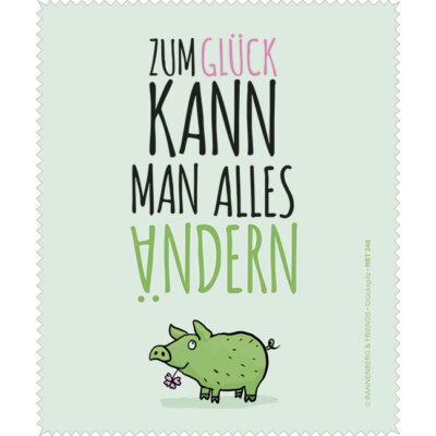 Hochwertiges Rannenberg & Friends Microfasertuch / Brillenputztuch ''Zum Glück'' 