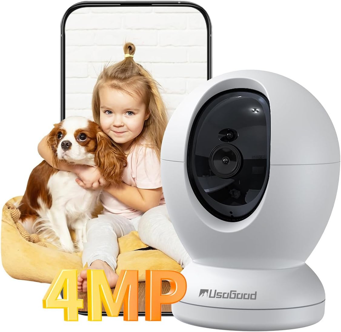 2.5K Indoor Camera for Home Security, 360°Pet Camera Indoor with Phone App,Suppo
