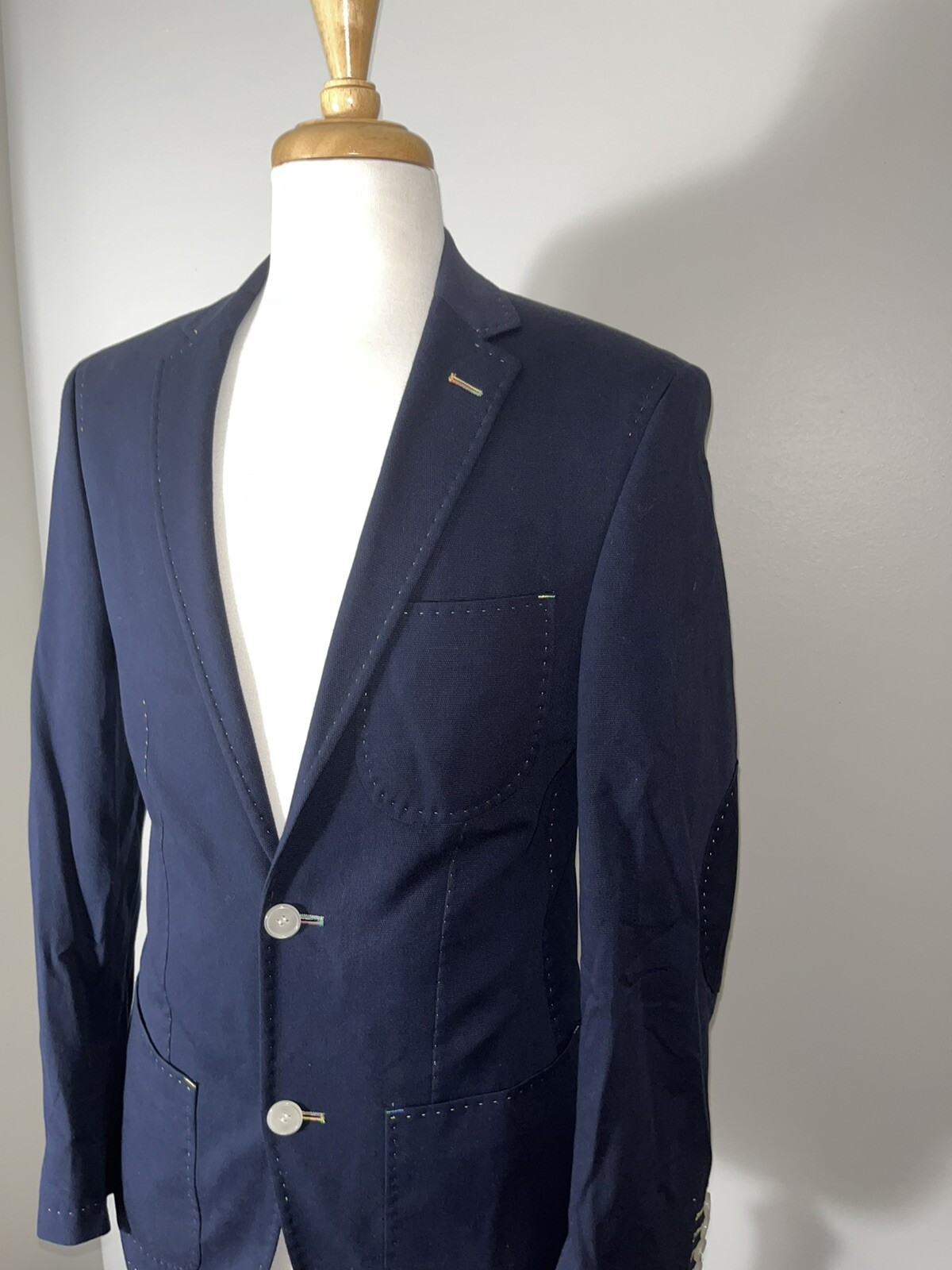 Men NAVYBOOT Elbow patch Hand stitched Blazer 38R - image 3