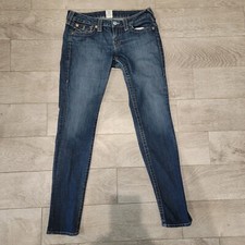 True Religion Womens Size 30 Skinny Straight Denim Jeans Medium Wash Made in USA