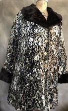 VTG 60s 70s LEOPARD CHEETAH Animal Print Faux Fur Coat GLAM LUXE Luminous M/L