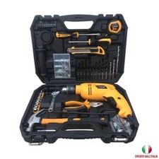 Set Trapano Elettrico a Percussione 600W Hoteche Valigetta 101 Pezzi 13mm - Miniatura 1