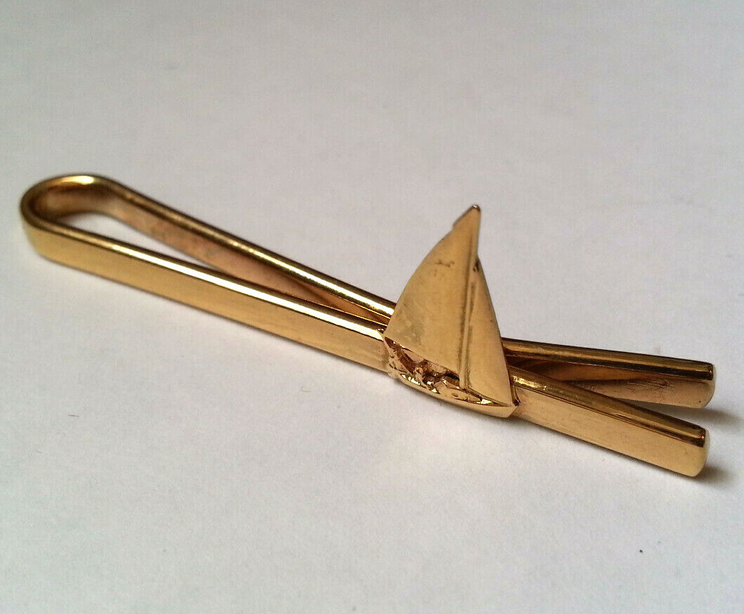 Pince à Cravate Vintage Motif Bateau De Croisière - Doré Et Argenté - Très Bon État (Comme Neuf)