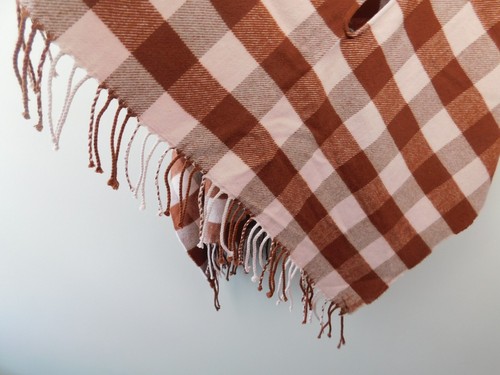 Madewell Scarf Wrap Shawl Blanket Buffalo Plaid Fringe Arm Opening - Picture 3 of 6