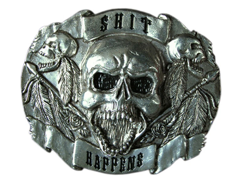 Raintree Gürtelschnallen, Eiche Blatt Biker Schnallen Sammler SHIT HAPPENS - Bild 2 von 4