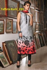 Tafeta Silk Kurti Indian Digital Printed Kurta Pakistani Women Tunic Top Ethnic