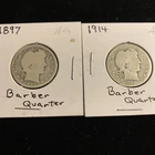 1897 & 1914 Barber Quarter About Good Condition