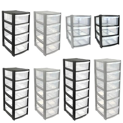 3/4/5/6 Mini Kunststoff Schublade Aufbewahrung Turm Organizer Schreibtisch Tischplatte - Schwarz