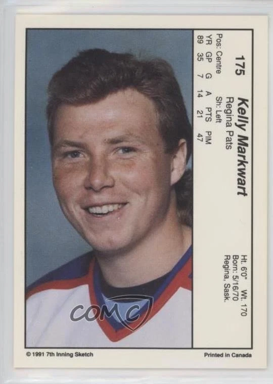 1990-91 7th Inning Sketch WHL Kelly Markwart #175 - Image 2 of 2
