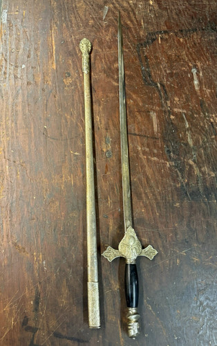 Antique / Vintage Knights Of Columbus Ceremonial Sword & Scabbard 36" Long