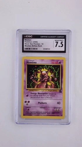 Mewtwo Pokémon  (2000). Black Star Promo  -  #14. Mewtwo Strikes Back.  CGC 7.5