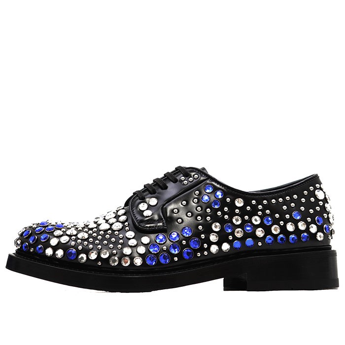 PRADA Dress Leather Shoes Rhinestone/Studs PlainToe Derby Women Size5 Multicolor image 4