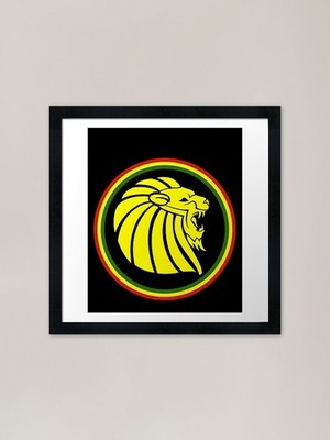 Rasta Löwe rot gold und grün Regga gerahmtes Wandbild Poster Leinwanddruck Bild