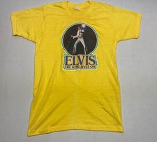 Vintage 1977 Elvis Presley The King Forever T-Shirt Yellow Single Stitch Medium