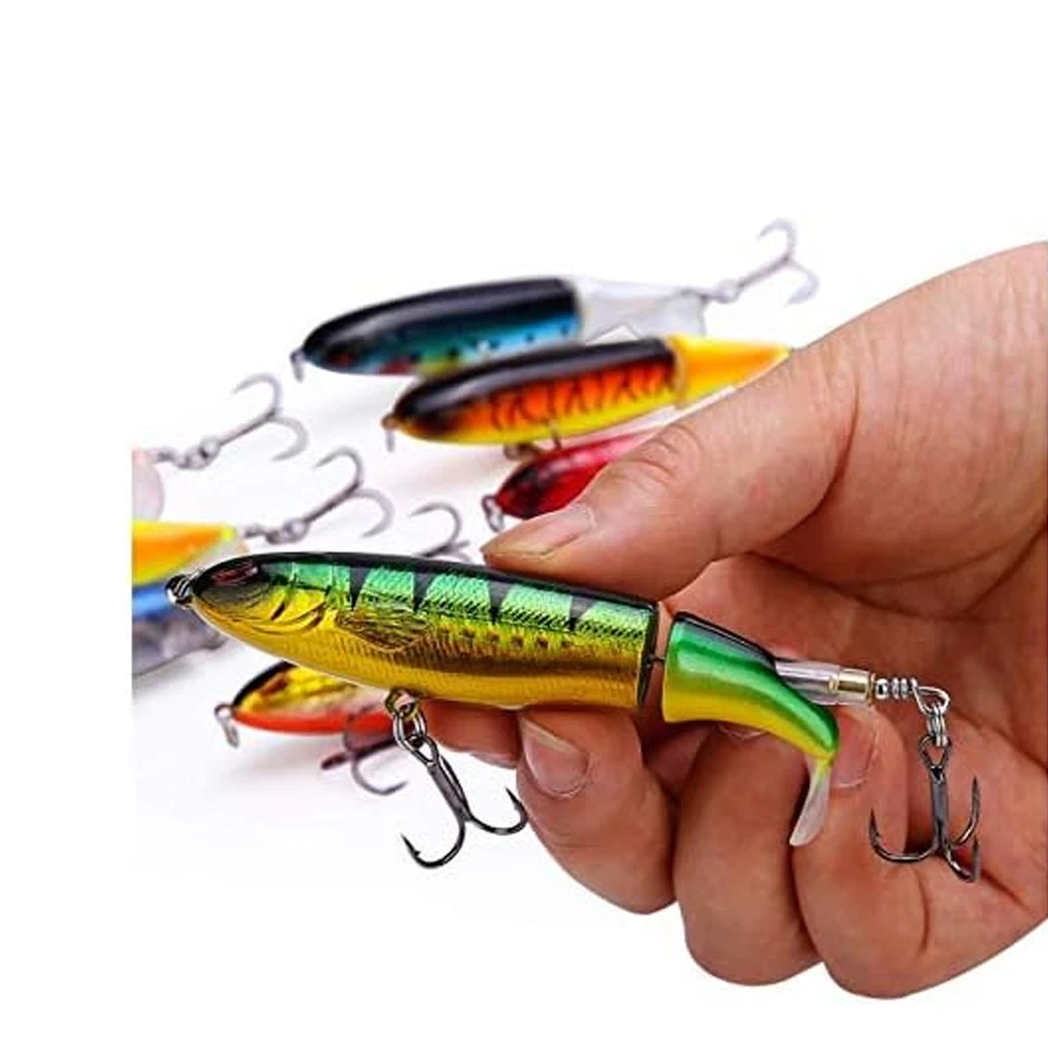 Señuelos de pesca 10ps cebo Whopper Plopper Topwater cola giratoria flotante para lubina Foto 2 de 4