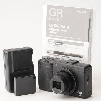 RICOH GR DIGITAL III Schwarz Kompakt Digitalkamera Set (funktioniert)