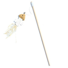 1PC Teaser Feather Toys Kitten Funny Colorful Rod Cat Wand Toys Wood Pet Cat Toy