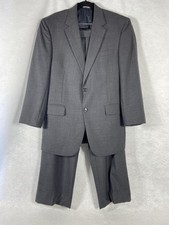 Jos A Bank 2PC Pant Suit Mens 41R Gray 100 Wool Pants Pleated