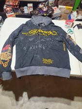 Vintage Y2K Ed Hardy by Christian Audigier Death Before Dishonor Zip Hoodie 2XL