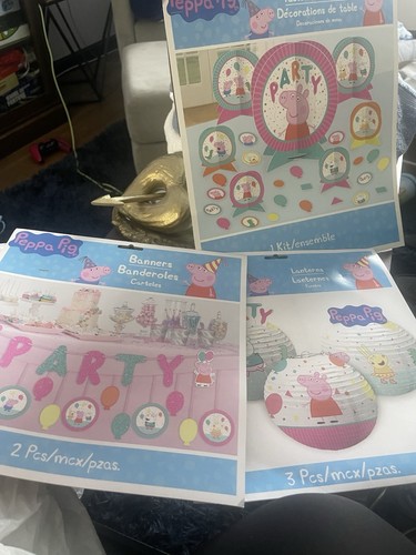 Peppa Pig Birthday Party Decorations Set Banner, Balloons, Cake Toppers
