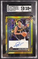 2023-24 Donruss Optic Julian Strawther Gold Prizm Rookie Auto /10 RDS-STW SGC 10