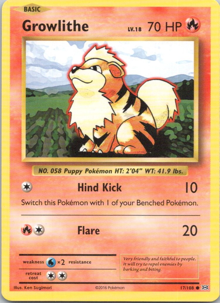 Growlithe #17/108 (LP) XY - Evolutions EVO Pokemon