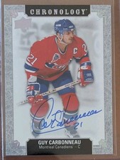 18-19 UD CHRONOLOGY FRANCHISE HISTORY AUTO MONTREAL CANADIENS GUY CARBONNEAU 