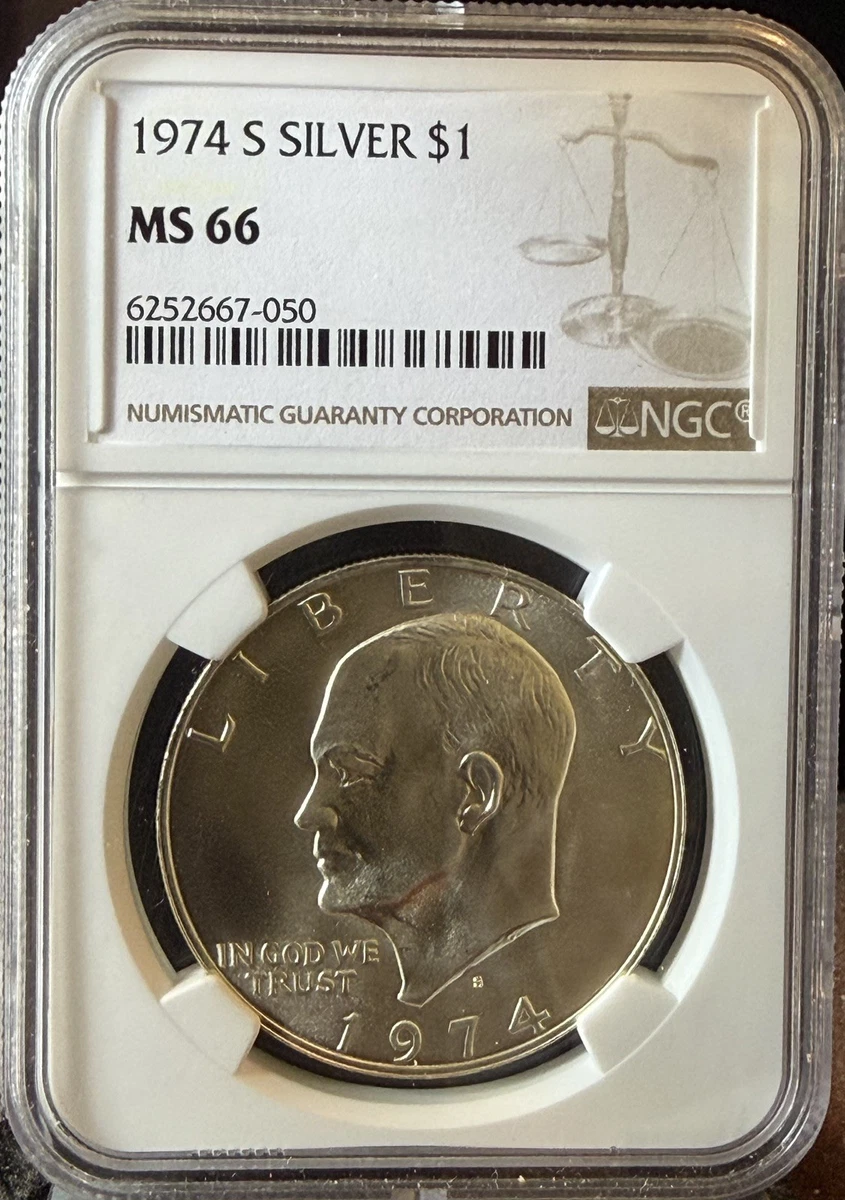 Silver MS 66 Graded 1974 Eisenhower Dollars (1971-1978) for sale