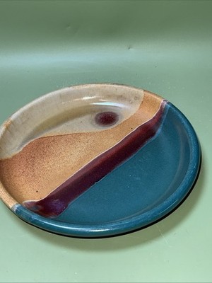 Walt Glass Pottery 9  Plate Texas Sunset Vintage Studio Southwest Glazed 1992