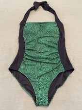Boden Swimsuit Women  s Size 10 Ruched Green Navy Halter NWT