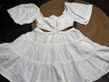 FREE PEOPLE DRESS WOMENS M CUTAWAY OFF THE SHOULDER COQUETTE ROMANTIC