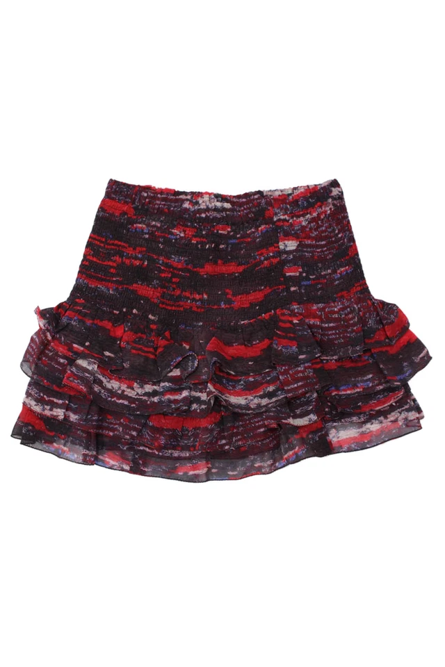 Isabel Marant For H+M Girls Smocked Abstract Silk Skirt Purple Red Size 12-13 - Image 2 of 3