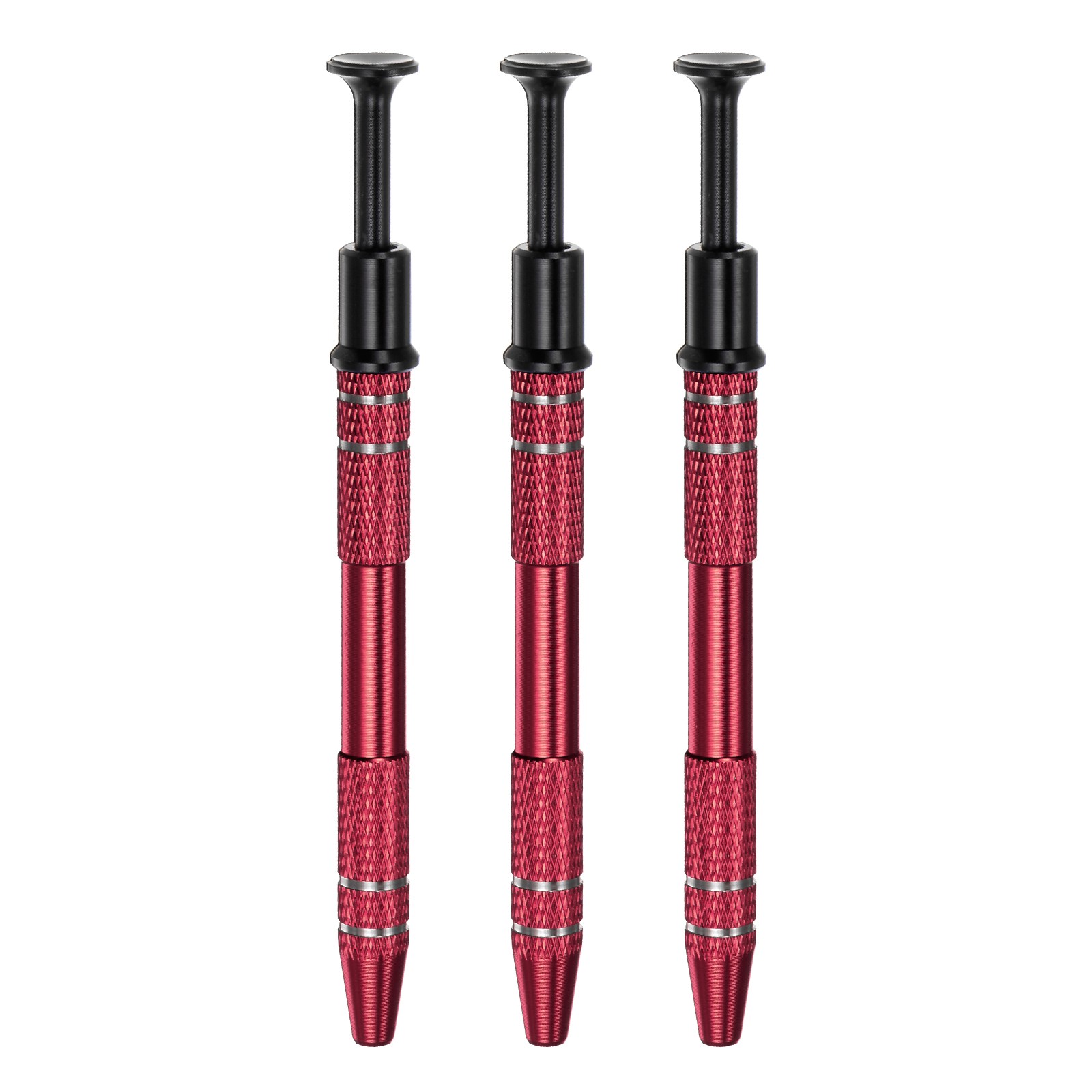3pcs 4-Claw Piercing Ball Grabber Stainless Steel Jeweler's Pick Up Tool, Red