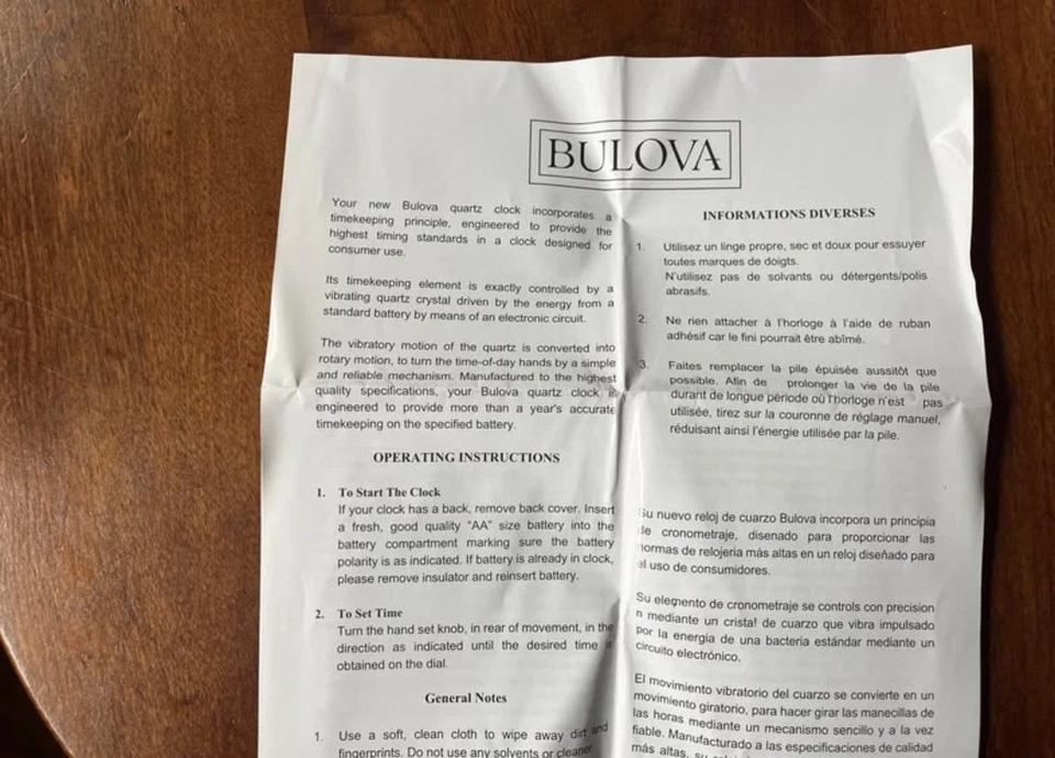 Reloj de Escritorio Bulova Manto Tremont Acabado Nogal Media Luna Forma B7340  Foto 2 de 4