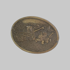 Vintage Brass Belt Buckle Farming Bergamot 1977 Made USA