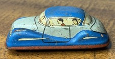 TechnoFix Blue Coupe Car Tin Wind Up Toy Made in Germany Broken No Key