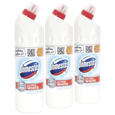 3x Domestos Ultra White & Shine Thick Bleach 750 ml