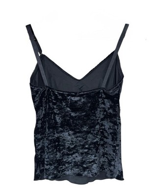 Twenty Four Seven Y2K Velvet Cami Tank Top S Black Lace Fairy WhimsiGoth