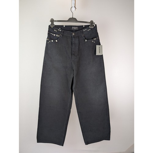 Balenciaga Q:2 / Left Hand Denim Pierced Baggy Pants in Sunbleached Black BNWT M