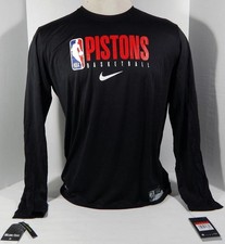 2019-20 Detroit Pistons Team Issued Black LS Training Shirt Nike 2672--010 L 60S