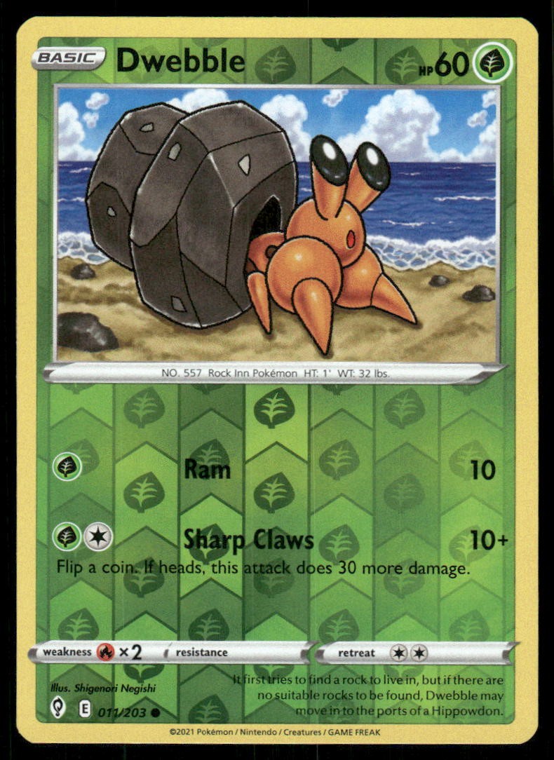 Dwebble 011/203 Common Evolving Skies Pokemon Reverse Holo Lightly Played