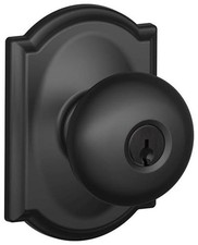 Schlage F51-PLY-CAM Plymouth Keyed Entry Door Knob Set - Black